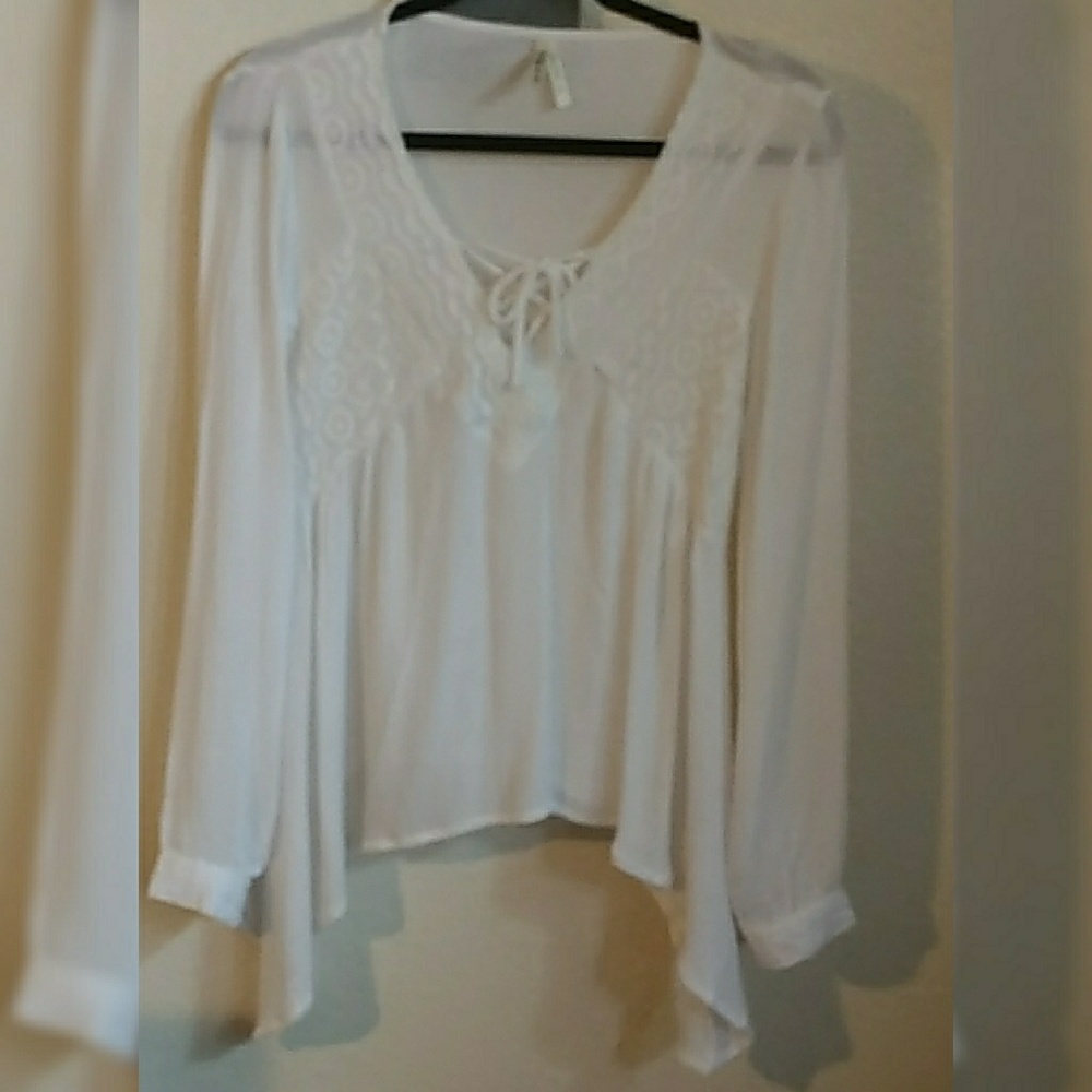 White Boho Style Summer Top, Sz S